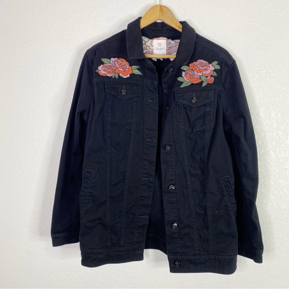 LuLaRoe Black Rose Floral Embroidered Jaxson Jacket
